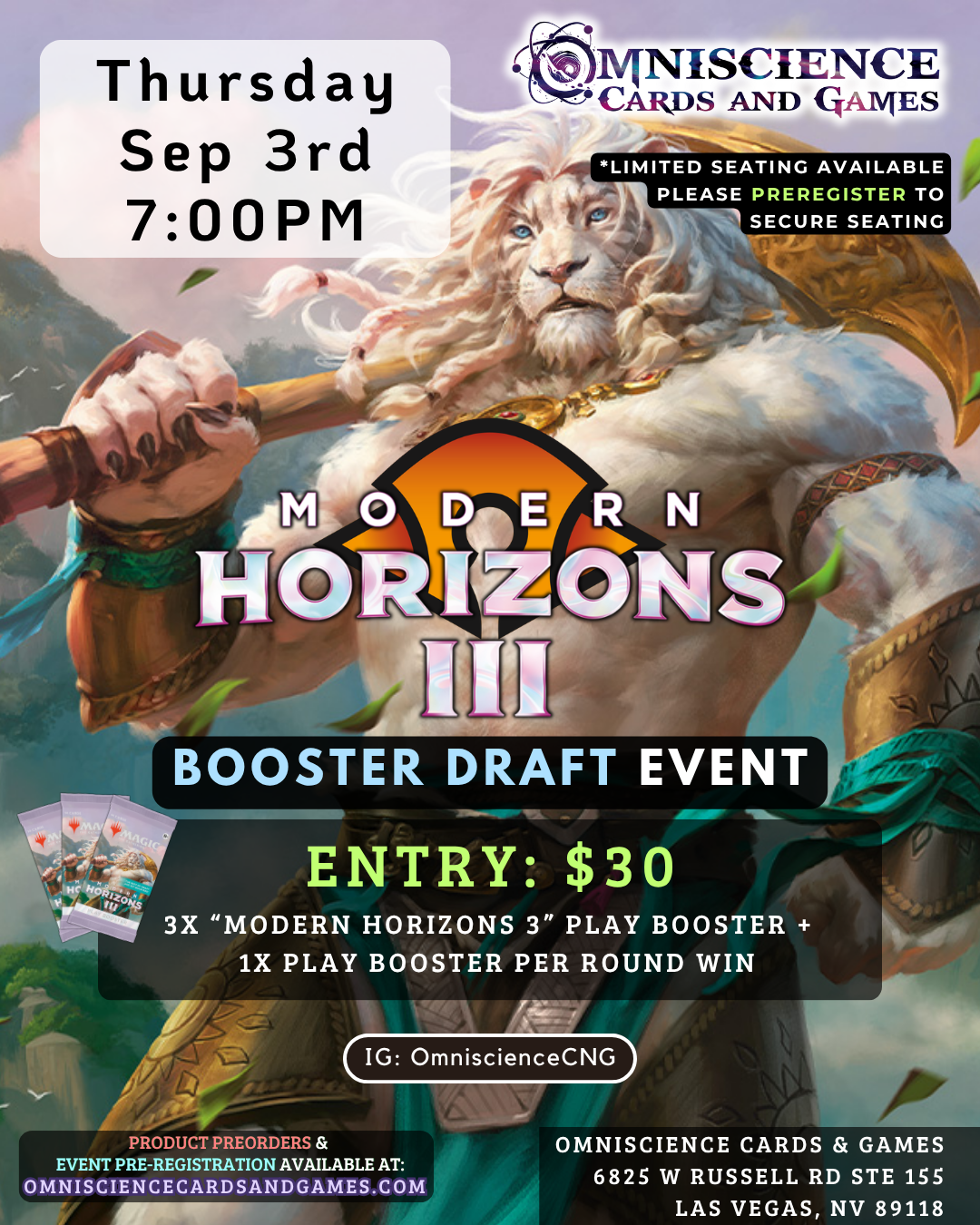 [PREREGISTRATION] Modern Horizons 3 Booster Draft Event Entry Sep 3rd Thursday 7PM