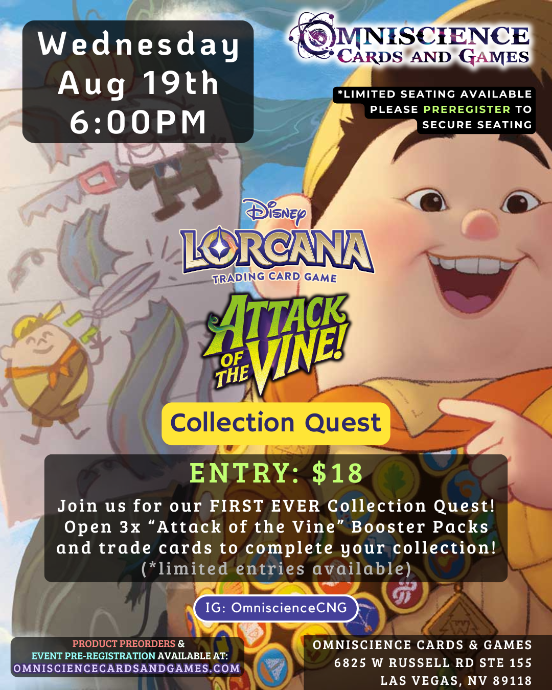 [PREREGISTRATION] Disney LORCANA Attack of the Vine Collection Quest Event Entry August 19th Wednesday 6PM