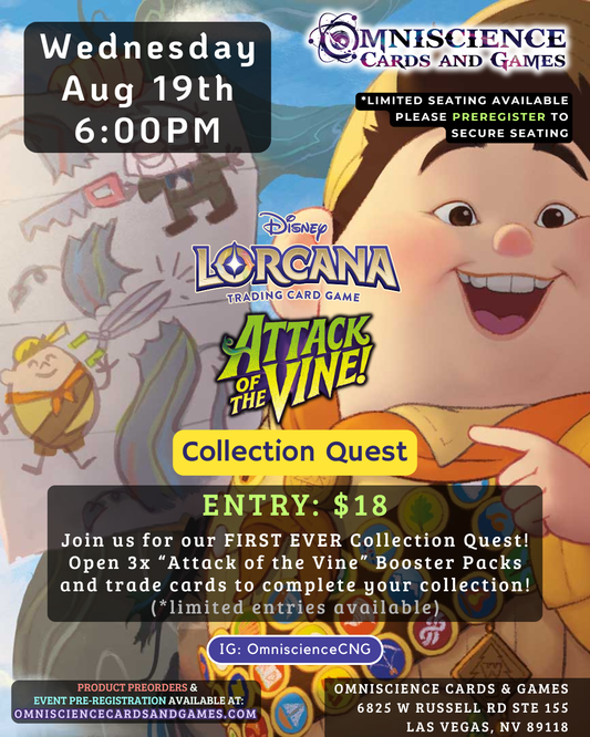 [PREREGISTRATION] Disney LORCANA Attack of the Vine Collection Quest Event Entry August 19th Wednesday 6PM