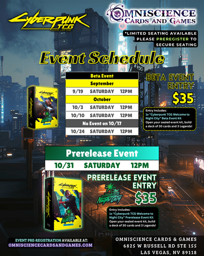 [PREREGISTRATION] Cyberpunk TCG Beta Event Entry Oct 3rd Saturday 12PM