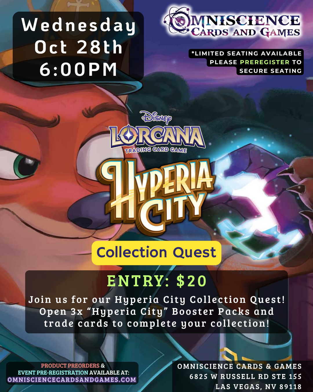 [PREREGISTRATION] Disney LORCANA Hyperia City Collection Quest Event Entry October 28th Wednesday 6PM