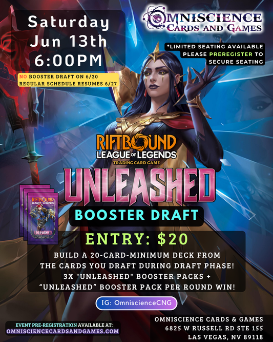[PREREGISTRATION] Riftbound - League of Legends TCG: Unleashed Draft Event Entry June 13th Saturday 6PM