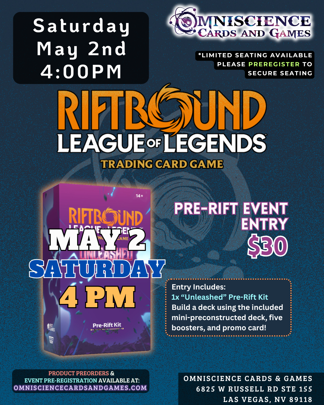 [PREREGISTRATION] Riftbound - League of Legends TCG: Unleashed Pre-Rift Event Entry May 2nd Saturday 4PM