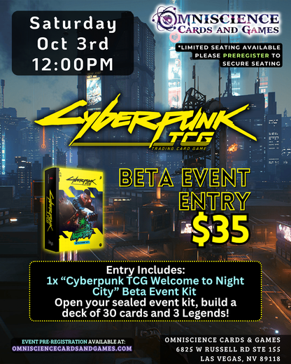 [PREREGISTRATION] Cyberpunk TCG Beta Event Entry Oct 3rd Saturday 12PM