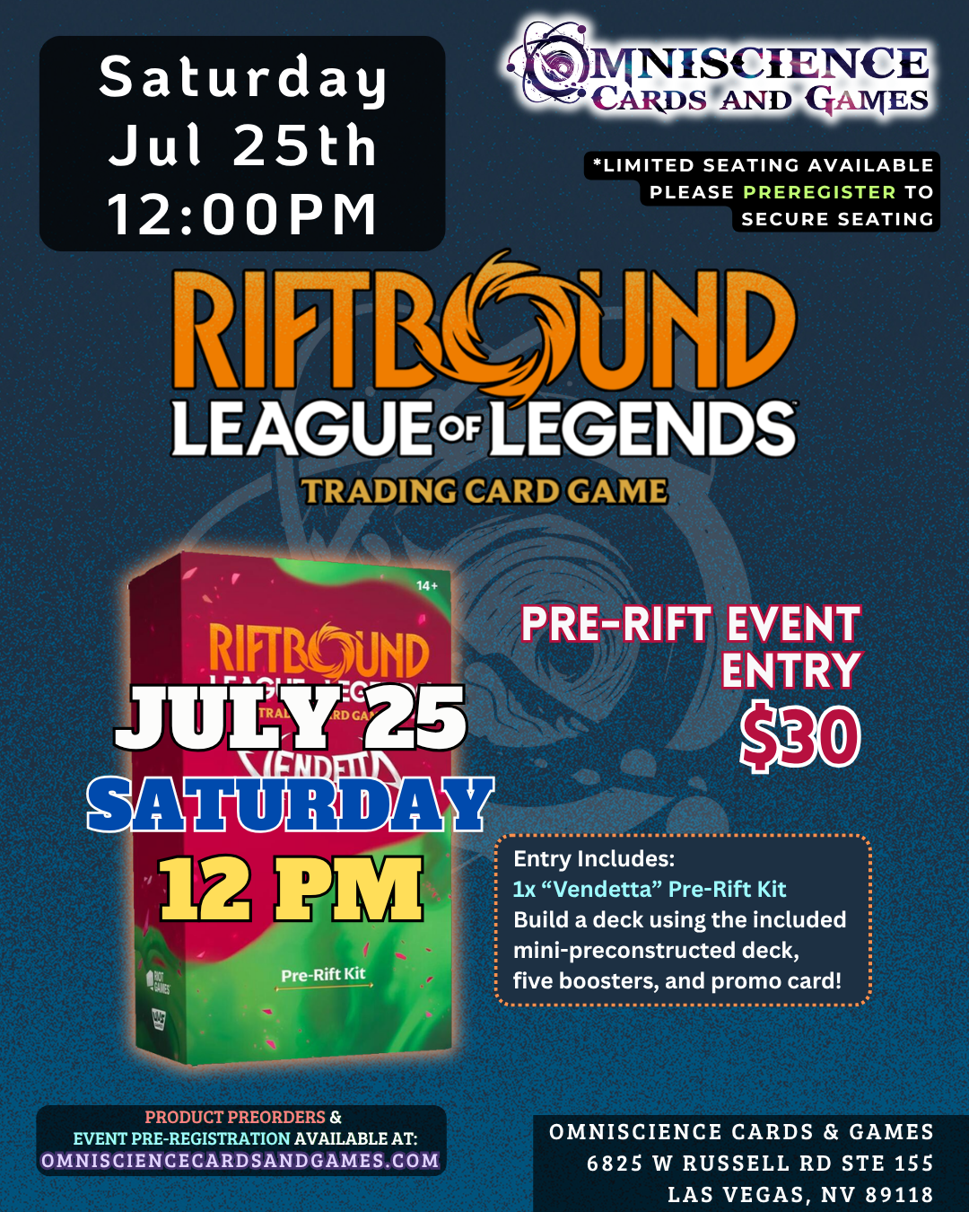 [PREREGISTRATION] Riftbound - League of Legends TCG: Vendetta PreRift Event Entry