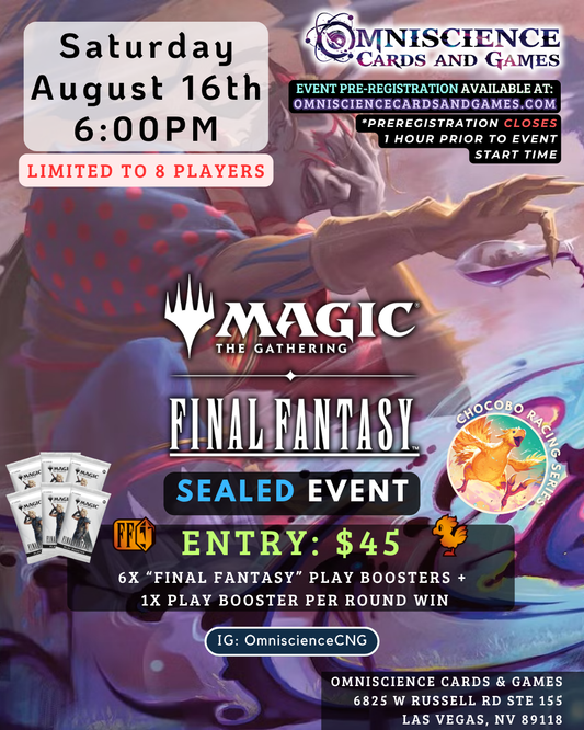 Chocobo Racing Series: Final Fantasy Sealed Event Entry Saturday 6PM 8/16