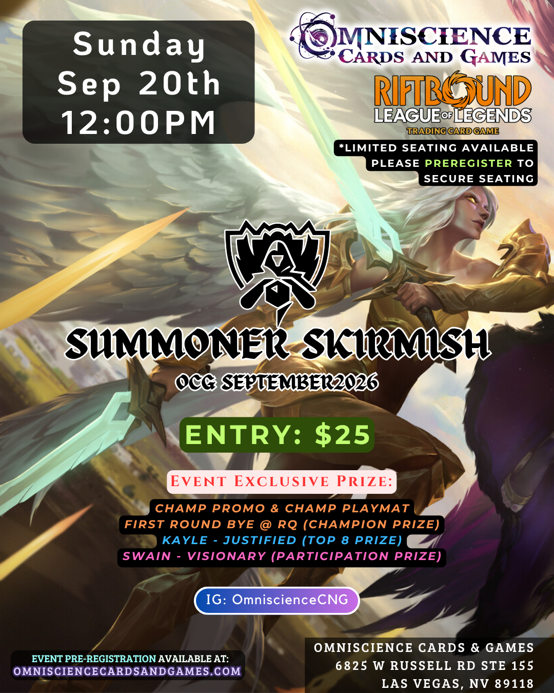 [PREREGISTRATION] Riftbound Summoner Skirmish Event Entry September 20th Sunday 12PM