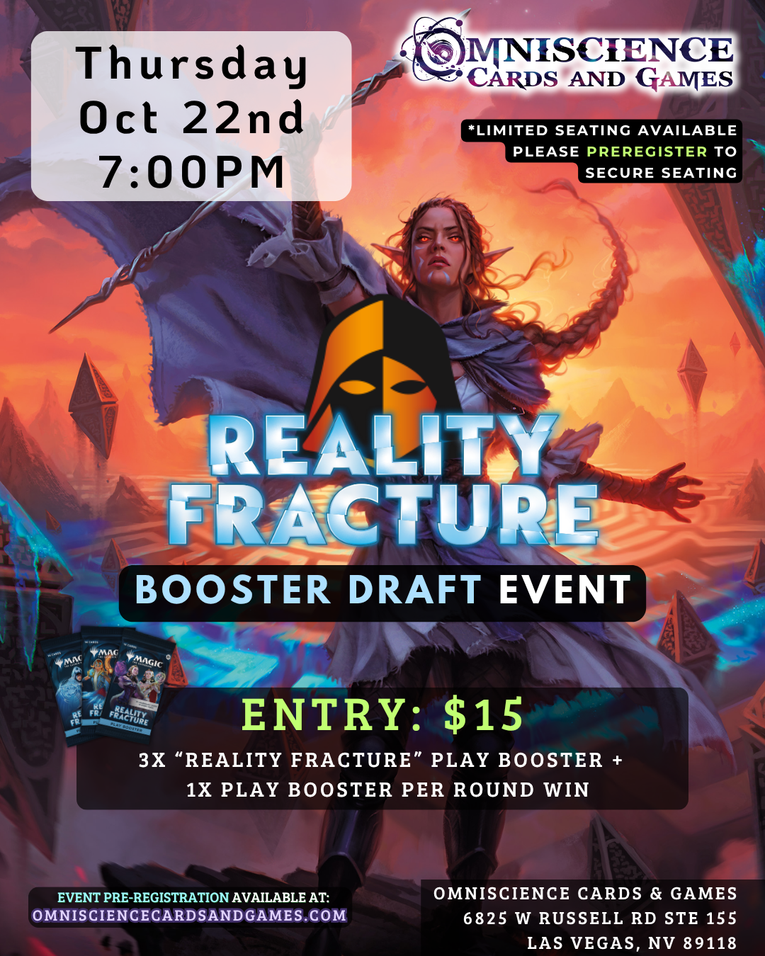 [PREREGISTRATION] Reality Fracture Booster Draft Event Entry October 22nd Thursday 7PM