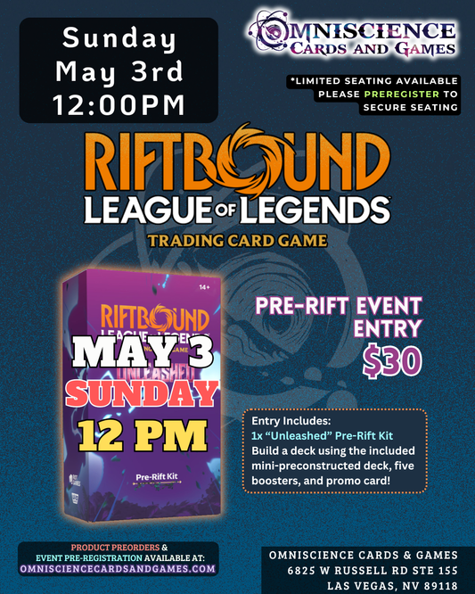 [PREREGISTRATION] Riftbound - League of Legends TCG: Unleashed Pre-Rift Event Entry May 3rd Sunday 12PM
