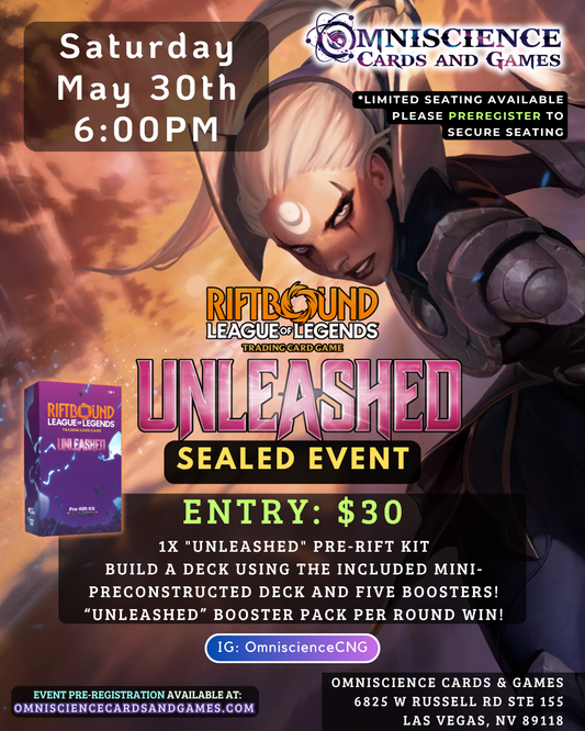 [PREREGISTRATION] Riftbound - League of Legends TCG: Unleashed Sealed Event Entry May 30th Saturday 6PM