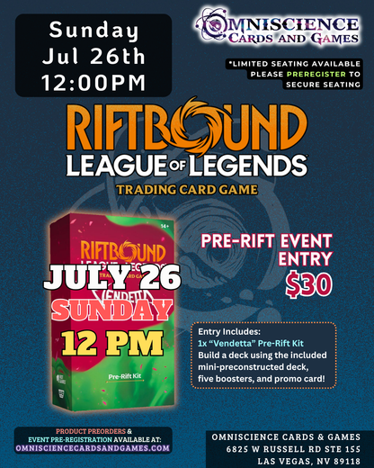 [PREREGISTRATION] Riftbound - League of Legends TCG: Vendetta PreRift Event Entry