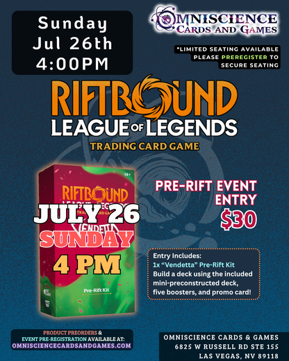 [PREREGISTRATION] Riftbound - League of Legends TCG: Vendetta PreRift Event Entry