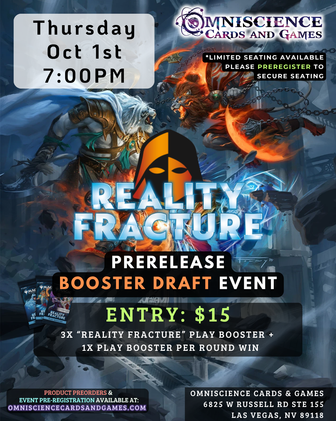 [PREREGISTRATION] Reality Fracture Prerelease Booster Draft Event Entry Oct 1st Thursday 7PM